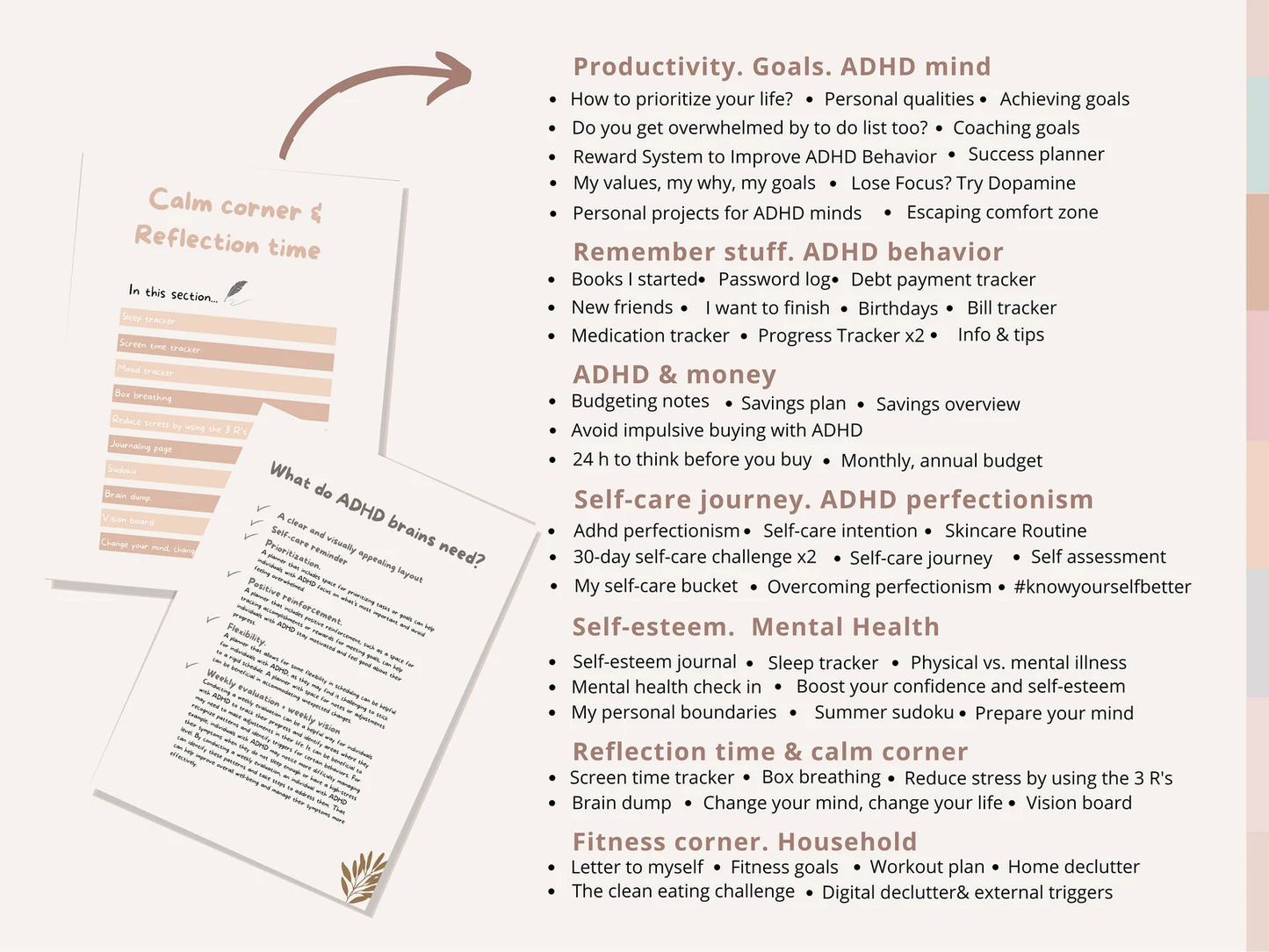 ADHD Daily Planner | Printable Productivity & Self-Care Journal (170 Pages) - mindloop