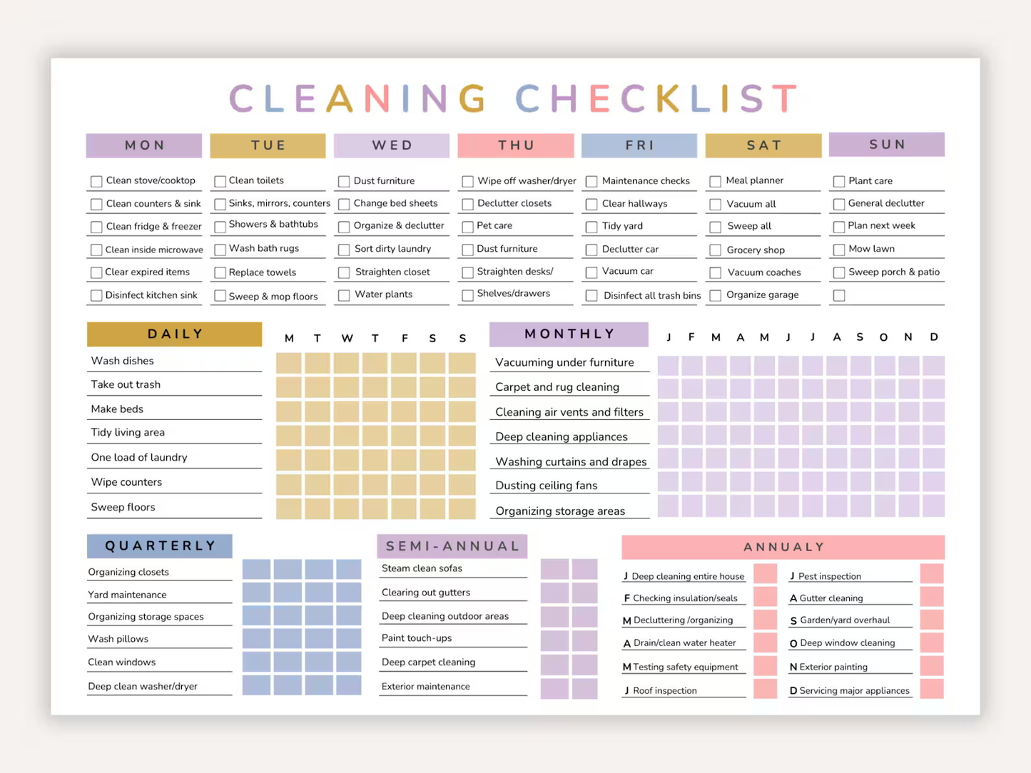 ADHD Cleaning Checklist EDITABLE Fillable pdf Cleaning Planner Family Chore Chart with reward system - mindloop