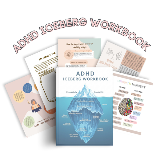 Iceberg Workbook – ADHD CBT Worksheets for Anxiety, Depression, Shame, Inner Critic & Feeling Different