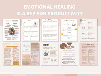 ADHD Mega Shop Bundle Planners to improve focus & productivity, Cleaning, Feelings Wheel, Anxiety, Symptoms, Stickers - mindloop