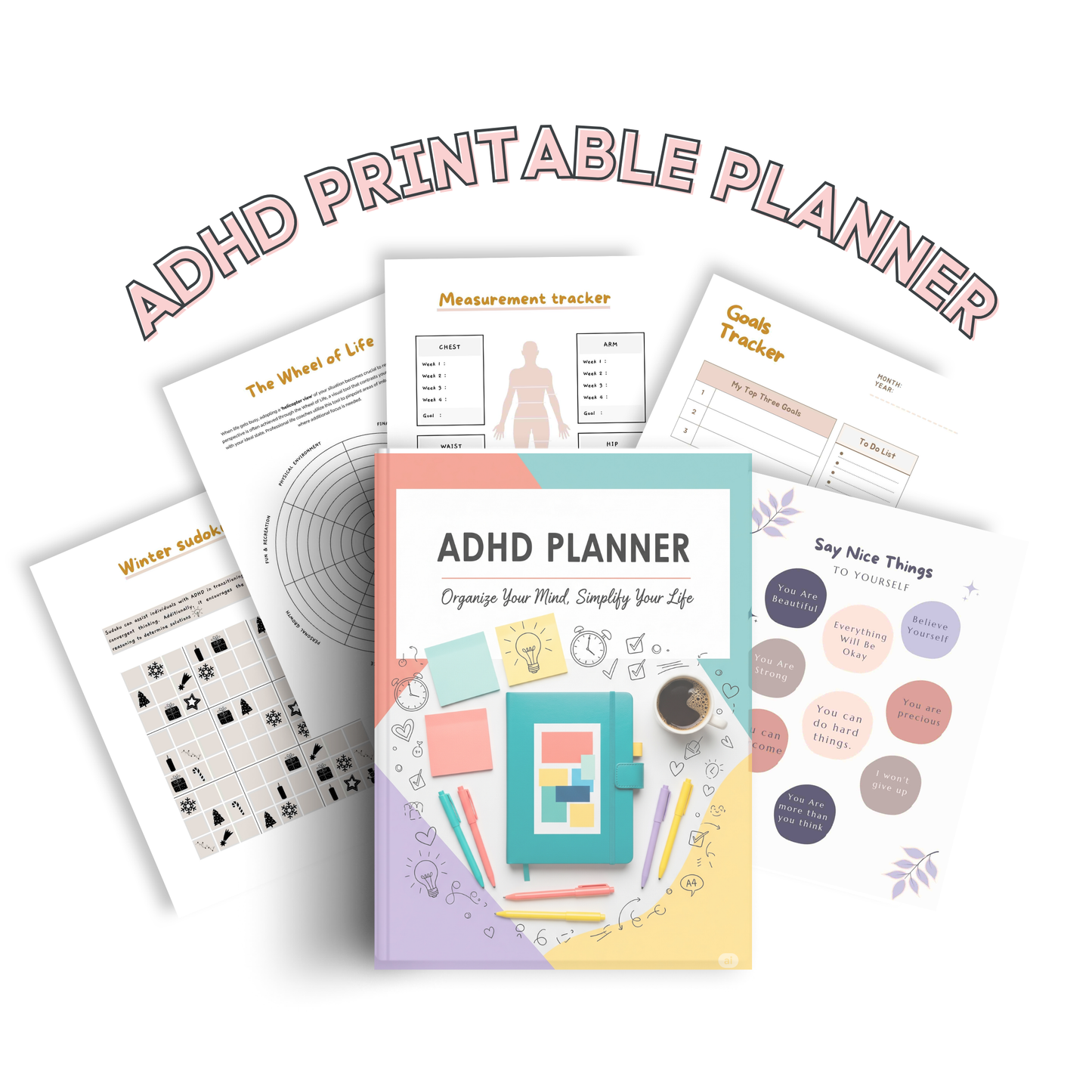 ADHD Daily Planner | Printable Productivity & Self-Care Journal (170 Pages)