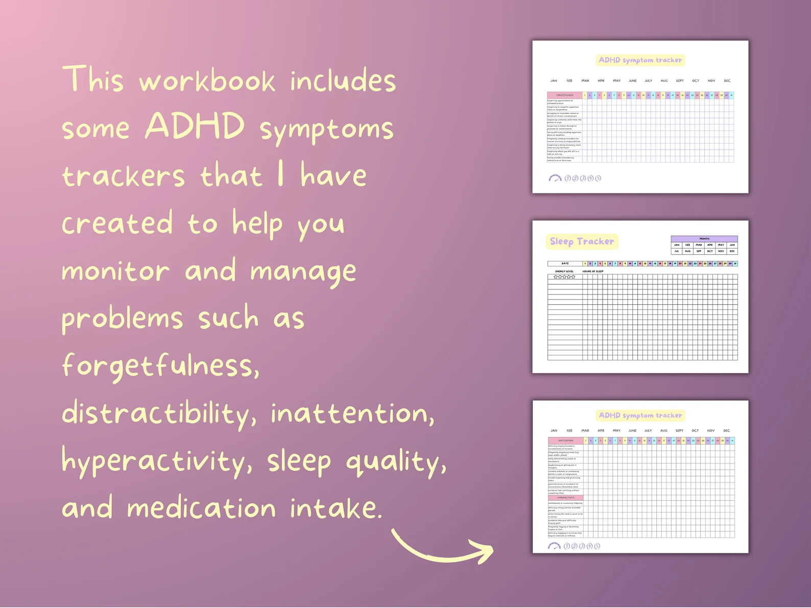 ADHD Symptom Tracker Workbook: A Planner Journal to Manage Your Medication, Habits, Sleep and Cleaning Soul - mindloop