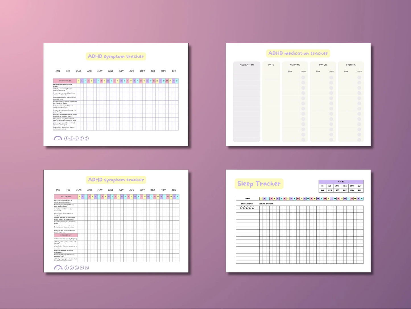 ADHD Symptom Tracker Workbook: A Planner Journal to Manage Your Medication, Habits, Sleep and Cleaning Soul - mindloop