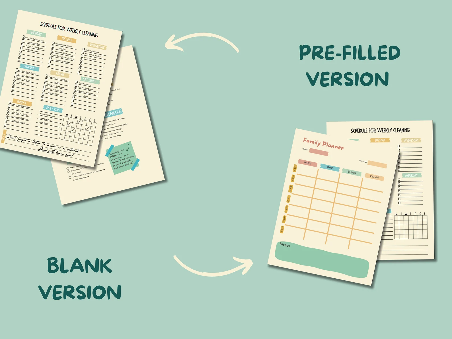 The Cleaning Crusade - ADHD Cleaning Planner, Checklist, Cleaning Schedule and Workbook - mindloop