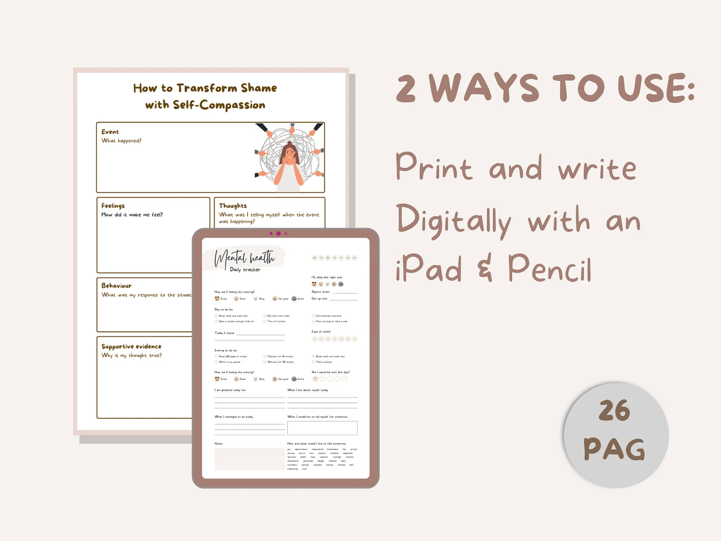 ADHD Iceberg Workbook – CBT Worksheets for Anxiety, Depression, Shame, Inner Critic & Feeling Different - mindloop