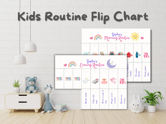 Kids Routine Flip Chart – Editable Visual Schedule for ADHD & Autism | Morning & Bedtime Routine, Chore & Reward Chart Printable - mindloop