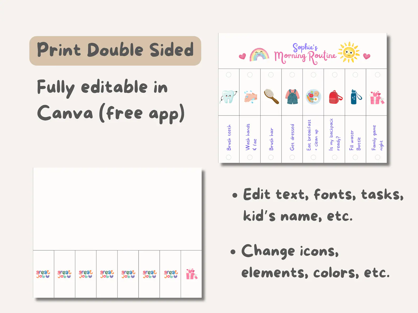 Kids Routine Flip Chart – Editable Visual Schedule for ADHD & Autism | Morning & Bedtime Routine, Chore & Reward Chart Printable - mindloop