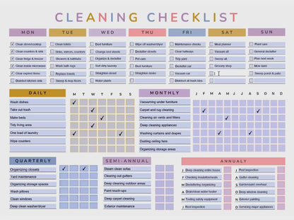 ADHD Cleaning Checklist EDITABLE Fillable pdf Cleaning Planner Family Chore Chart with reward system