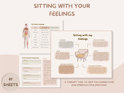 "Sitting With Your Feelings" CBT Worksheets for ADHD, Autism & Self-Awareness Support - mindloop